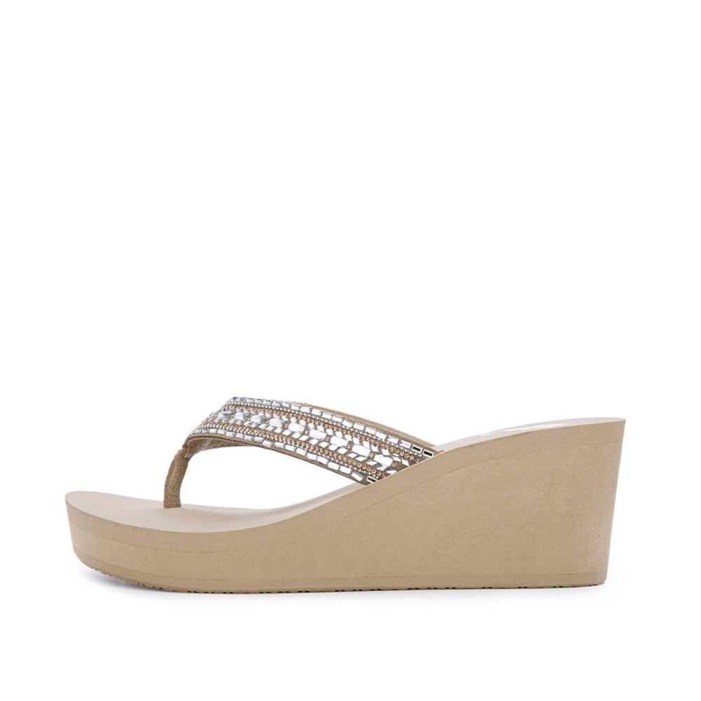 YELLOW BOX EMMIL TAUPE WEDGE SANDALS MEDIUM WIDTH NEW FIRM PRICE ( no bargains)